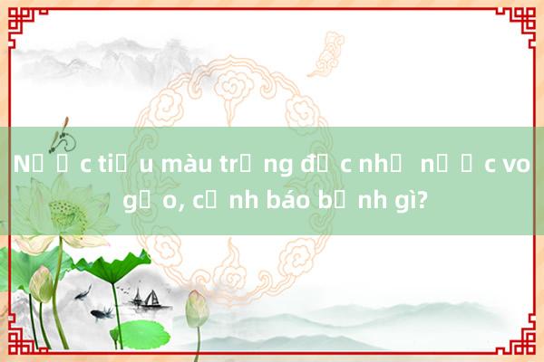 Nước tiểu màu trắng đục như nước vo gạo， cảnh báo bệnh gì?